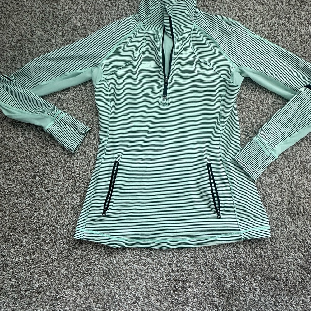 lululemon athletica Mint Green & White Striped Muscle Tee